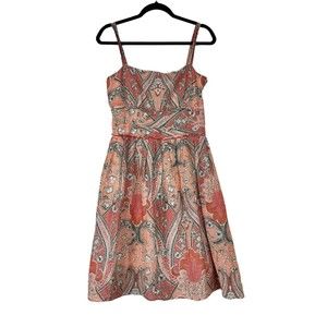 Ann Taylor Spaghetti Strap Paisly Floral Silk blend dress Size 8 EUC